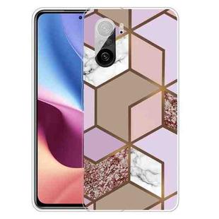 For Xiaomi Redmi K40 / K40 Pro Frosted Fashion Marble Shockproof  TPU Protective Case(Rhombus Orange Purple)
