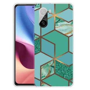 For Xiaomi Redmi K40 / K40 Pro Frosted Fashion Marble Shockproof  TPU Protective Case(Rhombus Green)