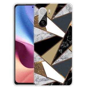 For Xiaomi Redmi K40 / K40 Pro Frosted Fashion Marble Shockproof  TPU Protective Case(Rhombus Golden Yellow)