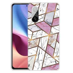 For Xiaomi Redmi K40 / K40 Pro Frosted Fashion Marble Shockproof  TPU Protective Case(Rhombus White Purple)