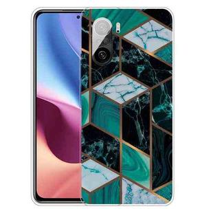 For Xiaomi Redmi K40 Pro Max Frosted Fashion Marble Shockproof  TPU Protective Case(Rhombus Dark Green)