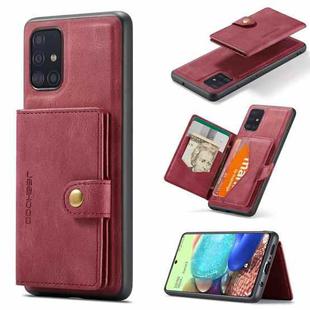 For Samsung Galaxy A71 5G JEEHOOD Retro Magnetic Detachable Protective Case with Wallet & Card Slot & Holder(Red)