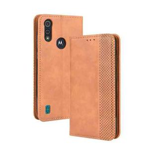 For Motorola Moto E6s (2020) Magnetic Buckle Retro Texture Horizontal Flip Leather Case with Holder & Card Slots & Photo Frame(Brown)
