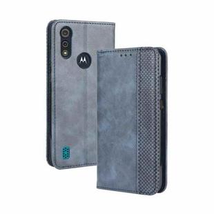 For Motorola Moto E6s (2020) Magnetic Buckle Retro Texture Horizontal Flip Leather Case with Holder & Card Slots & Photo Frame(Blue)