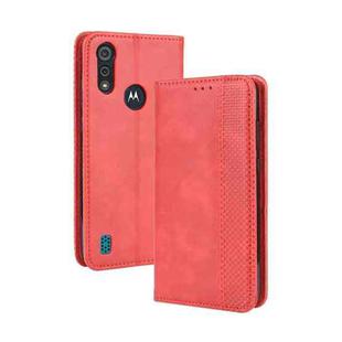 For Motorola Moto E6s (2020) Magnetic Buckle Retro Texture Horizontal Flip Leather Case with Holder & Card Slots & Photo Frame(Red)