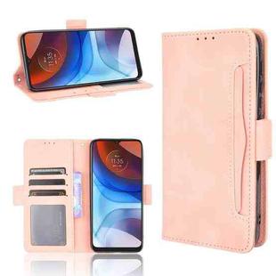 For Motorola Moto E7 Power Skin Feel Calf Pattern Horizontal Flip Leather Case with Holder & Card Slots & Photo Frame(Pink)