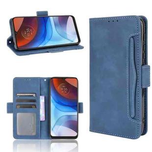 For Motorola Moto E7 Power Skin Feel Calf Pattern Horizontal Flip Leather Case with Holder & Card Slots & Photo Frame(Blue)