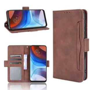 For Motorola Moto E7 Power Skin Feel Calf Pattern Horizontal Flip Leather Case with Holder & Card Slots & Photo Frame(Brown)