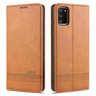 For Samsung Galaxy A02s AZNS Magnetic Calf Texture Horizontal Flip Leather Case with Card Slots & Holder & Wallet(Light Brown)