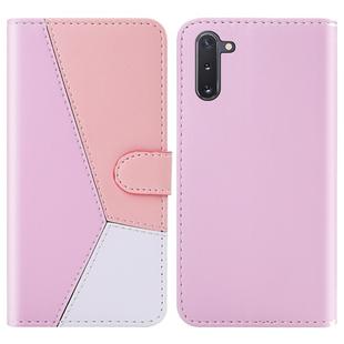 For Galaxy Note10 / Note10 5G Tricolor Stitching Horizontal Flip TPU + PU Leather Case with Holder & Card Slots & Wallet(Pink)