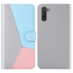 For Galaxy Note10 / Note10 5G Tricolor Stitching Horizontal Flip TPU + PU Leather Case with Holder & Card Slots & Wallet(Grey)