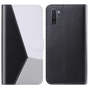 For Galaxy Note10+ / Note10+ 5G Tricolor Stitching Horizontal Flip TPU + PU Leather Case with Holder & Card Slots & Wallet(Black)