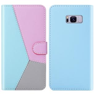 For Galaxy S8+ Tricolor Stitching Horizontal Flip TPU + PU Leather Case with Holder & Card Slots & Wallet(Blue)