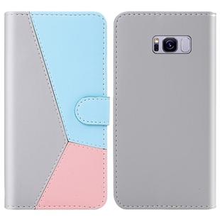 For Galaxy S8+ Tricolor Stitching Horizontal Flip TPU + PU Leather Case with Holder & Card Slots & Wallet(Grey)