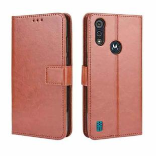 For Motorola Moto E6s (2020) Retro Crazy Horse Texture Horizontal Flip Leather Case with Holder & Card Slots & Lanyard(Brown)