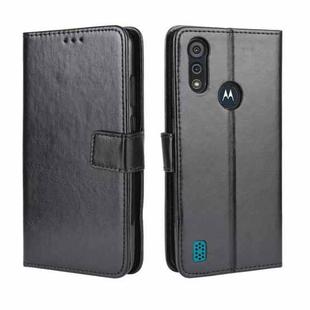 For Motorola Moto E6s (2020) Retro Crazy Horse Texture Horizontal Flip Leather Case with Holder & Card Slots & Lanyard(Black)