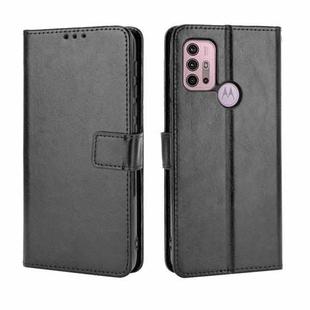 For Motorola Moto G10 Retro Crazy Horse Texture Horizontal Flip Leather Case with Holder & Card Slots & Lanyard(Black)