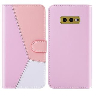 For Galaxy S10e Tricolor Stitching Horizontal Flip TPU + PU Leather Case with Holder & Card Slots & Wallet(Pink)