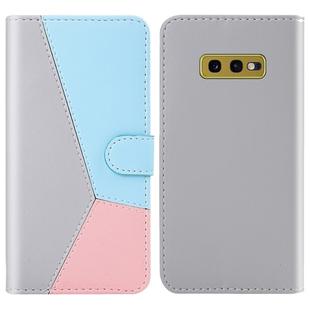 For Galaxy S10e Tricolor Stitching Horizontal Flip TPU + PU Leather Case with Holder & Card Slots & Wallet(Grey)