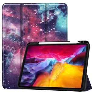 For iPad Pro 11 2022 / 2021 Colored Drawing Horizontal Flip TPU + PU Leather Tablet Case with Three-folding Holder & Sleep / Wake-up Function & Pen Slot(Milky Way)