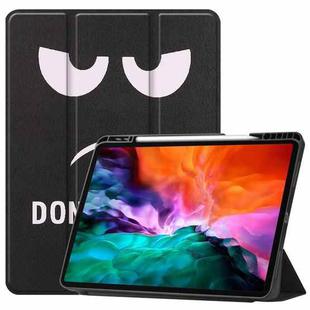 For iPad Pro 12.9 2022 / 2021 Colored Drawing Horizontal Flip TPU + PU Leather Tablet Case with Three-folding Holder & Sleep / Wake-up Function & Pen Slot(Big Eye ME)