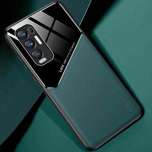 For OPPO Reno5 Pro Plus All-inclusive Leather + Organic Glass Protective Case with Metal Iron Sheet(Green)