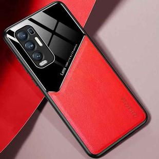 For OPPO Reno5 Pro Plus All-inclusive Leather + Organic Glass Protective Case with Metal Iron Sheet(Red)