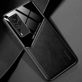 For vivo X60 Pro All-inclusive Leather + Organic Glass Protective Case with Metal Iron Sheet (Black)
