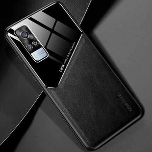 For vivo Y51 (2020 Indian Version) All-inclusive Leather + Organic Glass Protective Case with Metal Iron Sheet (Black)