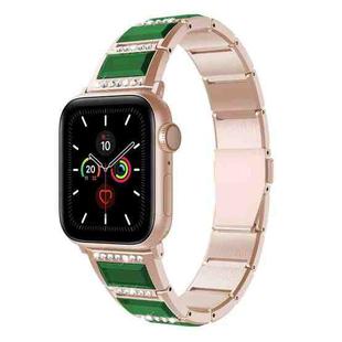 XingYao Series Two-tone Steel Watch Band For Apple Watch Series 8&7 41mm / SE 2&6&SE&5&4 40mm / 3&2&1 38mm(Gold+Green)