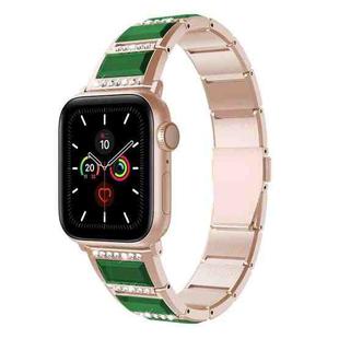 XingYao Series Two-tone Steel Watch Band For Apple Watch Ultra 49mm / Series 8&7 45mm / SE 2&6&SE&5&4 44mm / 3&2&1 42mm(Gold+Green)