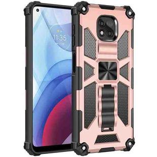 For Motorola Moto G Power (2021) Shockproof TPU + PC Magnetic Protective Case with Holder(Rose Gold)