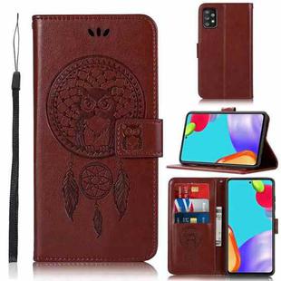 For Samsung Galaxy A72 5G / 4G Wind Chime Owl Embossing Pattern Horizontal Flip Leather Case with Holder & Card Slots & Wallet(Brown)