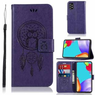 For Samsung Galaxy A72 5G / 4G Wind Chime Owl Embossing Pattern Horizontal Flip Leather Case with Holder & Card Slots & Wallet(Purple)