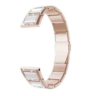 For Samsung Galaxy Watch 46mm Stainless Steel Diamond Encrusted Watch Band(Gold+White)