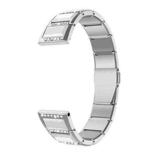 For Samsung Galaxy Watch 46mm Stainless Steel Diamond Encrusted Watch Band(Silver+White)