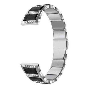 For Samsung Galaxy Watch 3 41mm Stainless Steel Diamond Encrusted Watch Band(Silver+Black)