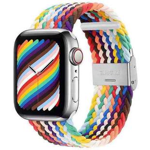 Braided + Stainless Steel Watch Band For Apple Watch Series 8&7 41mm / SE 2&6&SE&5&4 40mm / 3&2&1 38mm(Rainbow)