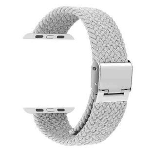 Braided + Stainless Steel Watch Band For Apple Watch Series 7 41mm / 6 & SE & 5 & 4 40mm / 3 & 2 & 1 38mm(White)