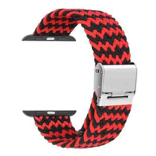 Braided + Stainless Steel Watch Band For Apple Watch Series 7 41mm / 6 & SE & 5 & 4 40mm / 3 & 2 & 1 38mm(Horizontal Black Red)