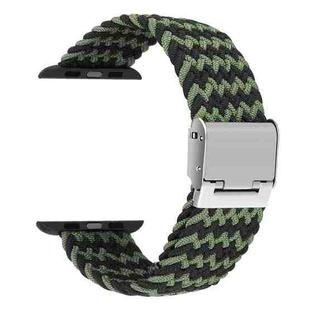 Braided + Stainless Steel Watch Band For Apple Watch Series 7 41mm / 6 & SE & 5 & 4 40mm / 3 & 2 & 1 38mm(Black Green)