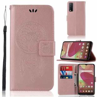 For vivo Y11s Wind Chime Owl Embossing Pattern Horizontal Flip Leather Case with Holder & Card Slots & Wallet(Rose Gold)