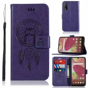 For vivo Y11s Wind Chime Owl Embossing Pattern Horizontal Flip Leather Case with Holder & Card Slots & Wallet(Purple)