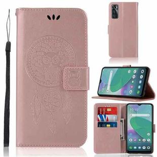 For vivo Y70 Wind Chime Owl Embossing Pattern Horizontal Flip Leather Case with Holder & Card Slots & Wallet(Rose Gold)