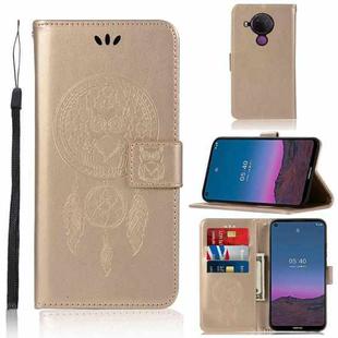 For Nokia 5.4 Wind Chime Owl Embossing Pattern Horizontal Flip Leather Case with Holder & Card Slots & Wallet(Gold)