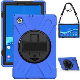 For Lenovo Tab M10 HD 2nd Gen TB-X306X Shockproof Colorful Silicone + PC Protective Case with Holder & Hand Grip Strap & Shoulder Strap(Blue)