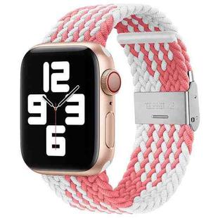 Braided + Stainless Steel Watch Band For Apple Watch Ultra 49mm&Watch Ultra 2 49mm / Series 9&8&7 45mm / SE 3&SE 2&6&SE&5&4 44mm / 3&2&1 42mm(Z Pattern Pink White)