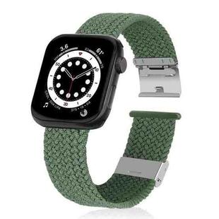 Braided + Stainless Steel Watch Band For Apple Watch Series 7 45mm / 6 & SE & 5 & 4 44mm / 3 & 2 & 1 42mm(Olive Green)