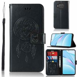 For Xiaomi Mi 10T Lite 5G Wind Chime Owl Embossing Pattern Horizontal Flip Leather Case with Holder & Card Slots & Wallet(Black)