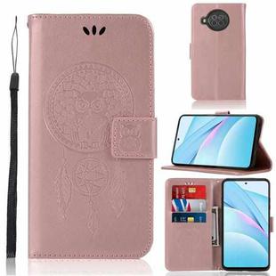 For Xiaomi Mi 10T Lite 5G Wind Chime Owl Embossing Pattern Horizontal Flip Leather Case with Holder & Card Slots & Wallet(Rose Gold)